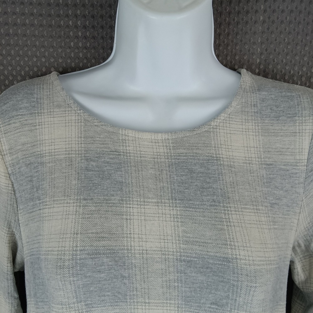 Old Navy Womens Grey Plaid Long Sleeve Swing Dress Petite Medium A-Line Mini - Picture 4 of 10